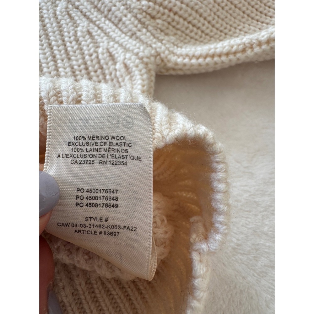 Aritzia Wilfred Montpellier 100% Merino Wool Cream Mock Neck Sweater Size M - Picture 7 of 7